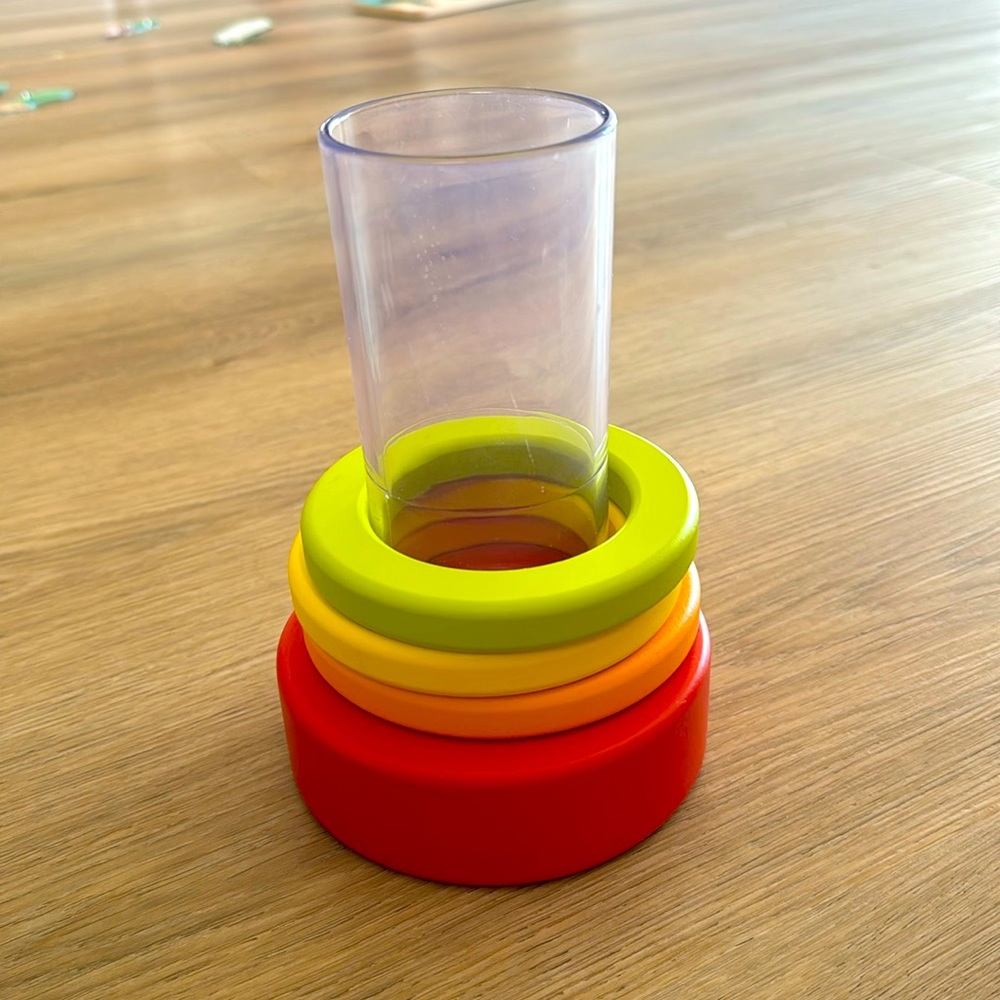 Lovevery | Clear Tube With Stacking Rings from the Explorer Play Kit Months 9-10